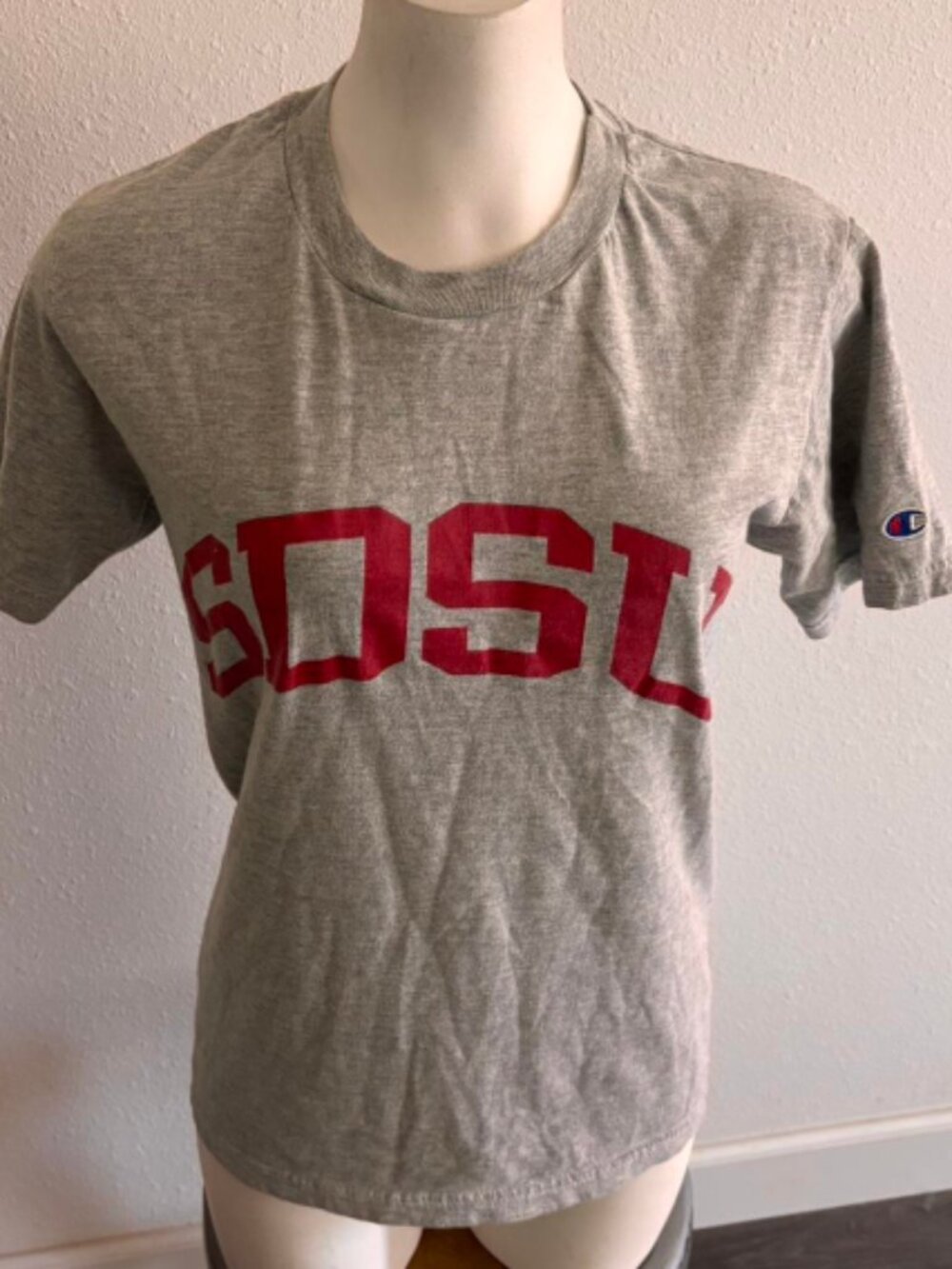 Simple letter printed gray short sleeved T-shirt